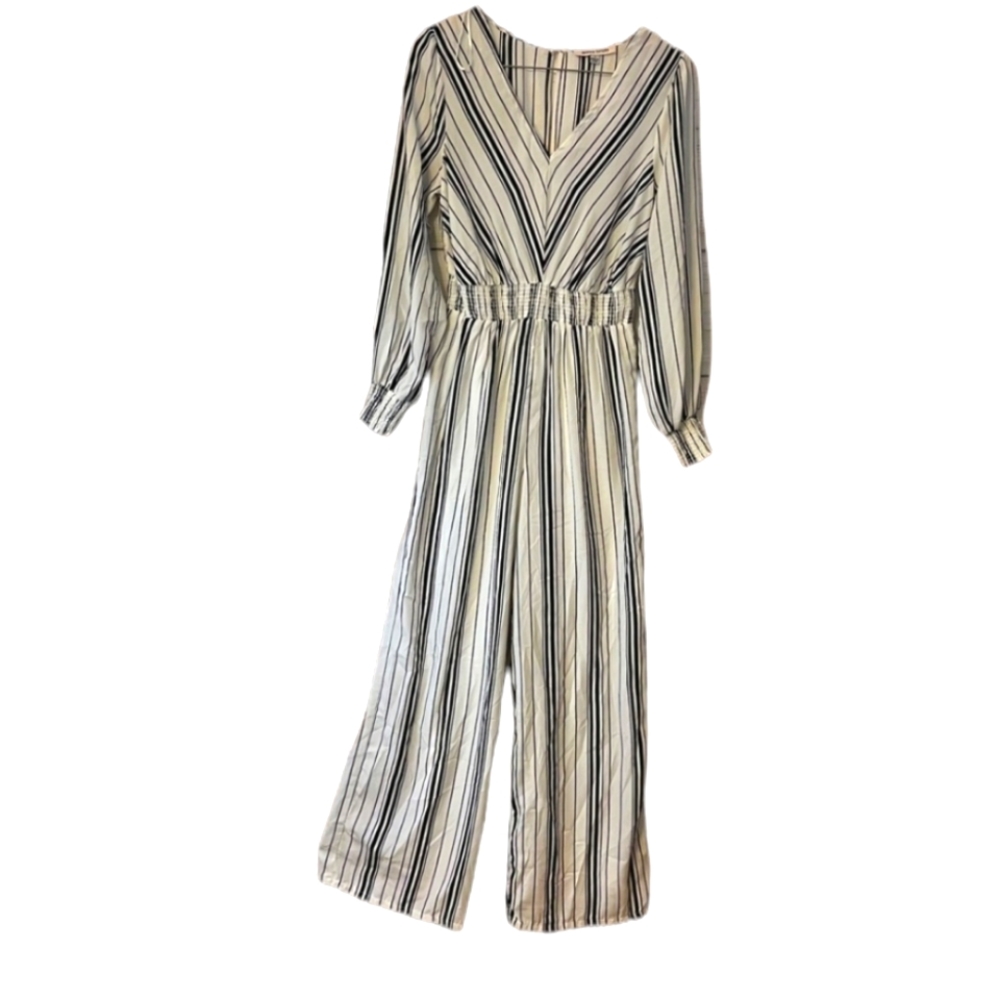 Jealous Tomato White Black Striped Jumpsuit